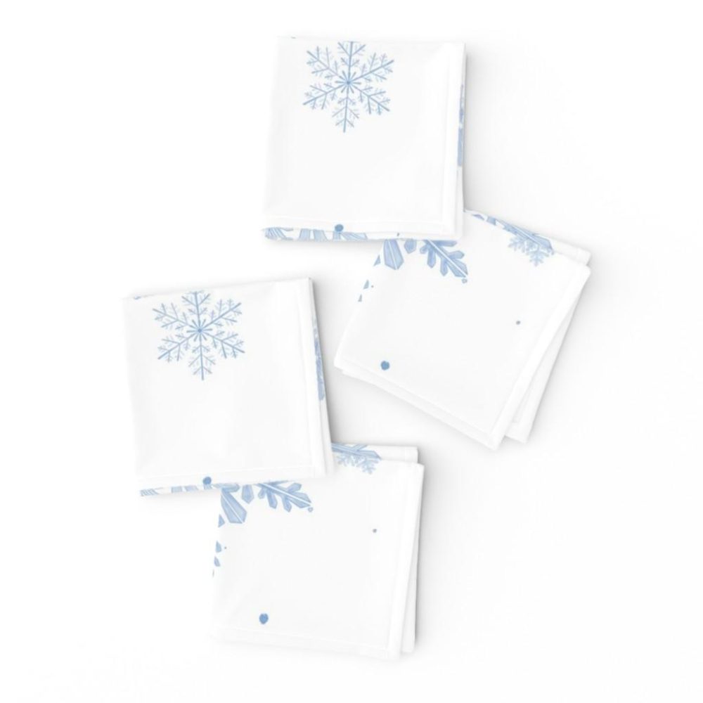 Cocktail Napkins |  blue snowflakes Cocktail Napkins Cocktail Napkins Blue Snowflakes