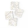 Cocktail Napkins |  chevron painted white gold Cocktail Napkins Cocktail Napkins Chevron Painted White Gold