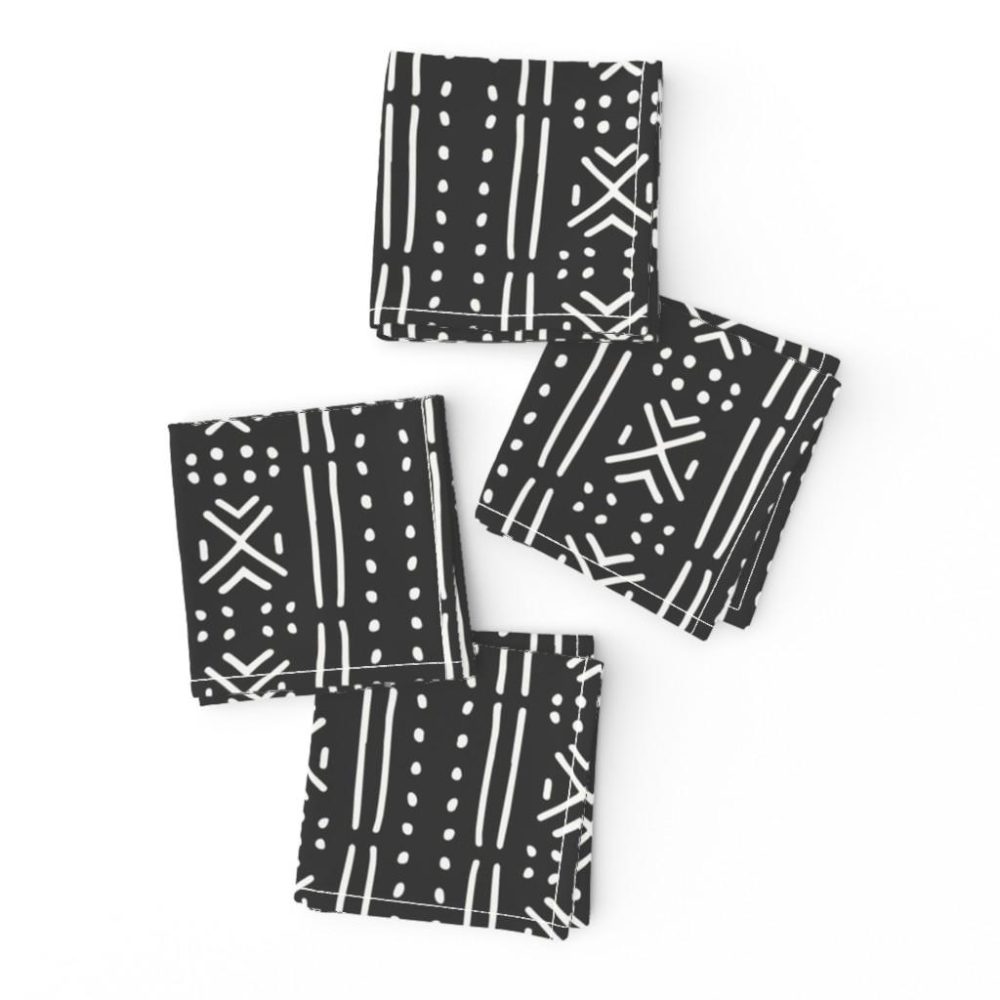 Cocktail Napkins |  line_mudcloth_dark Cocktail Napkins Dining Cocktail Napkins