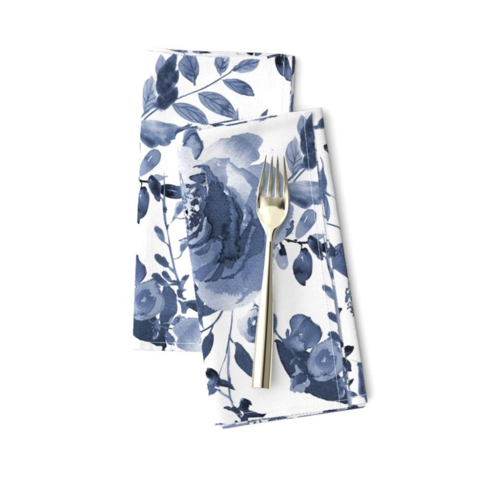 Dinner Napkins |  18″ blue and white florals Dinner Napkins Dining 18" Blue And White Florals