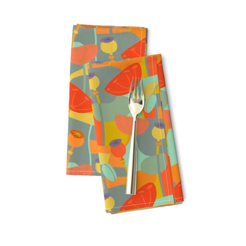 Dinner Napkins |  angular-orange-poppies Dinner Napkins Dining Dinner Napkins