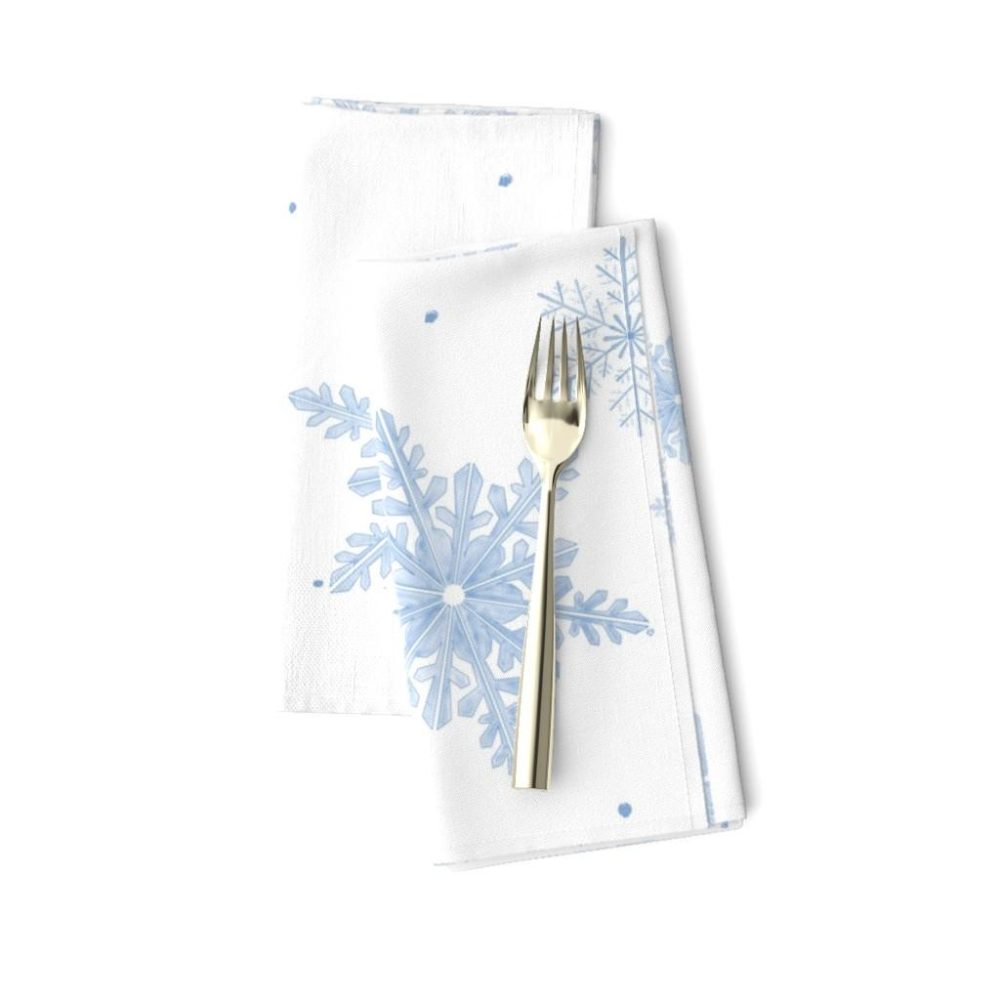 Dinner Napkins |  blue snowflakes Dinner Napkins Dining Blue Snowflakes