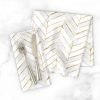 Dinner Napkins |  chevron painted white gold Dinner Napkins Dining Chevron Painted White Gold