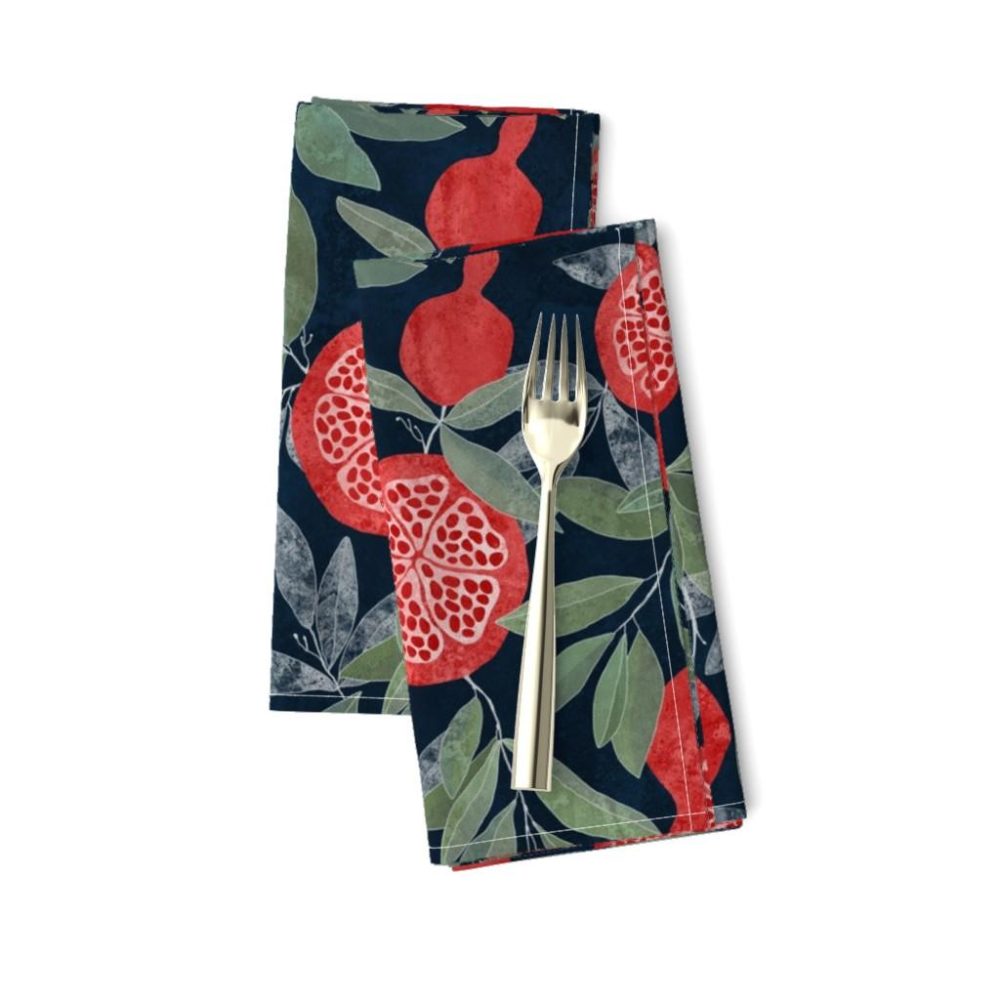 Dinner Napkins |  Pomegranate garden on dark Dinner Napkins Dining Dinner Napkins