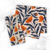 Dinner Napkins |  Poppy Flower Blue and Orange Dinner Napkins Dining Dinner Napkins