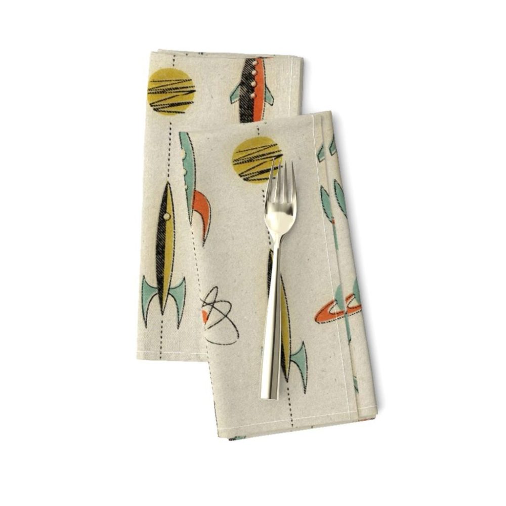 Dinner Napkins |  Retro rockets Dinner Napkins Dining Dinner Napkins