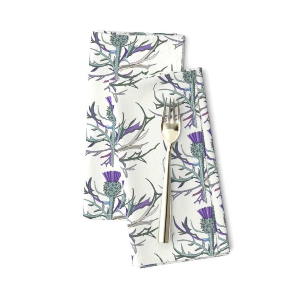 Dinner Napkins |  Scottish Garden Thistle, Cream Dinner Napkins Dining Dinner Napkins