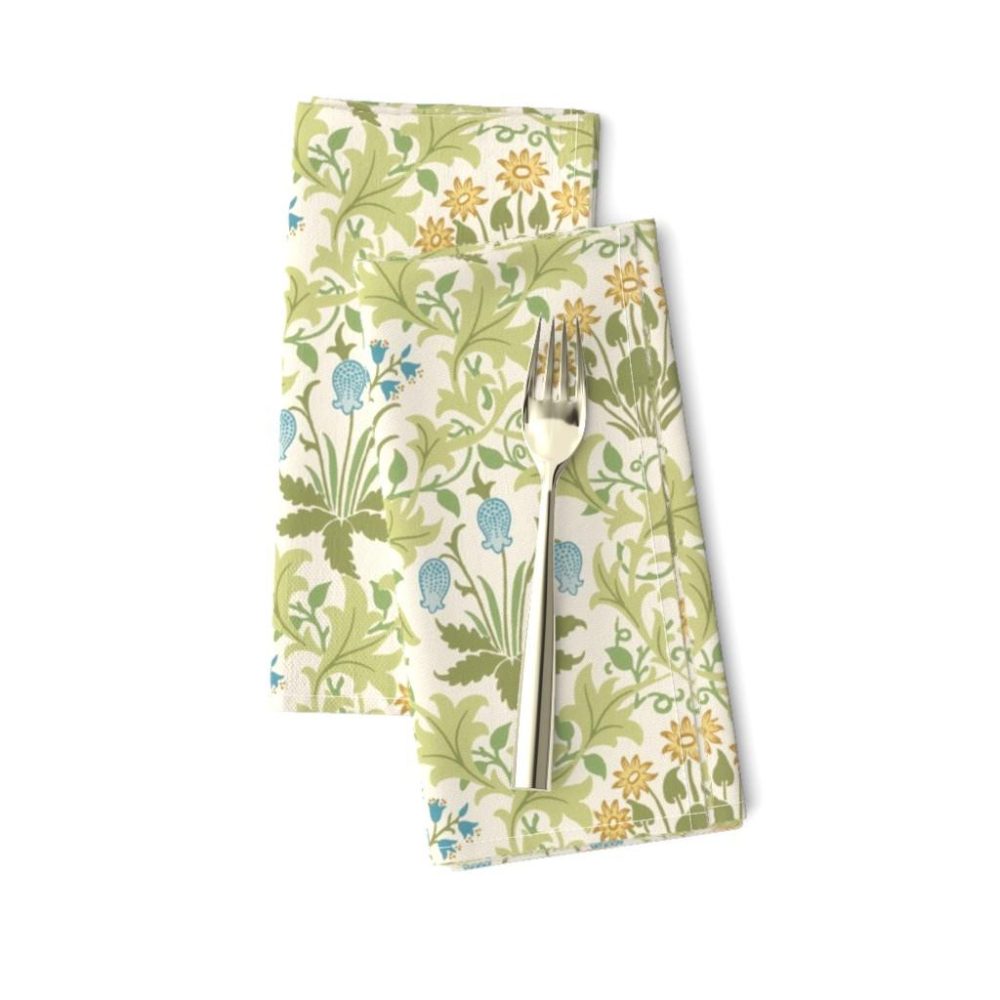 Dinner Napkins |  The William Morris Collection ~ Celandine ~ Original on Queen Anne’s Lace Dinner Napkins Dining Dinner Napkins