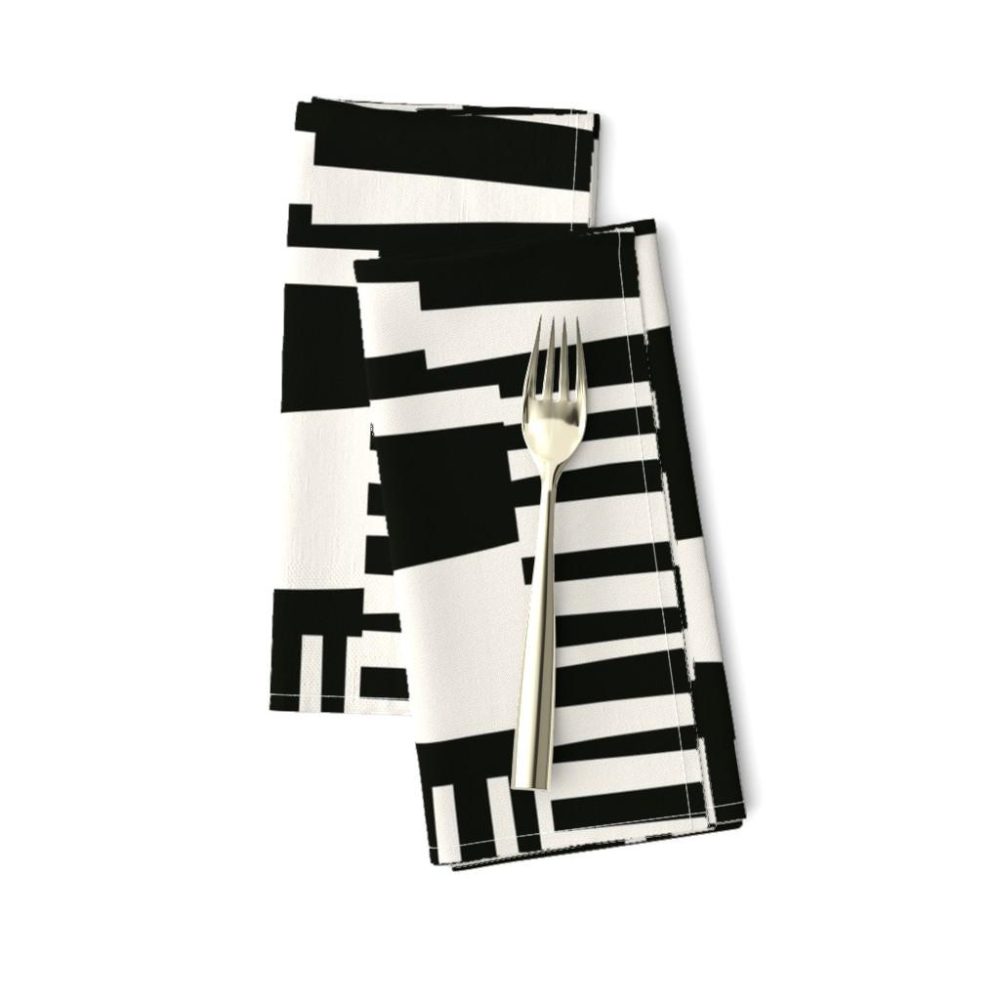 Dinner Napkins |  Twiggy Stripes, black, cream Dinner Napkins Dining Dinner Napkins