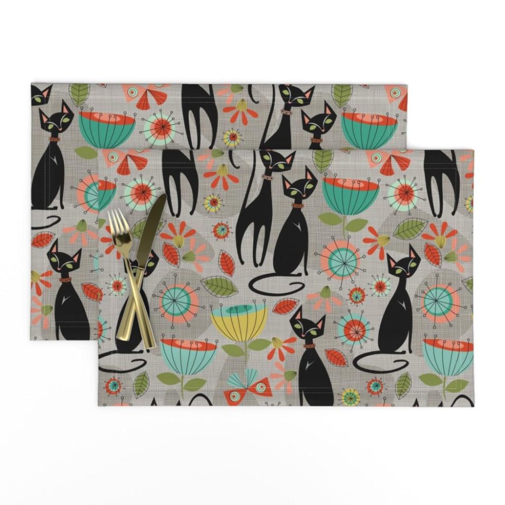 Placemats |  mid century cats Placemats Dining Placemats