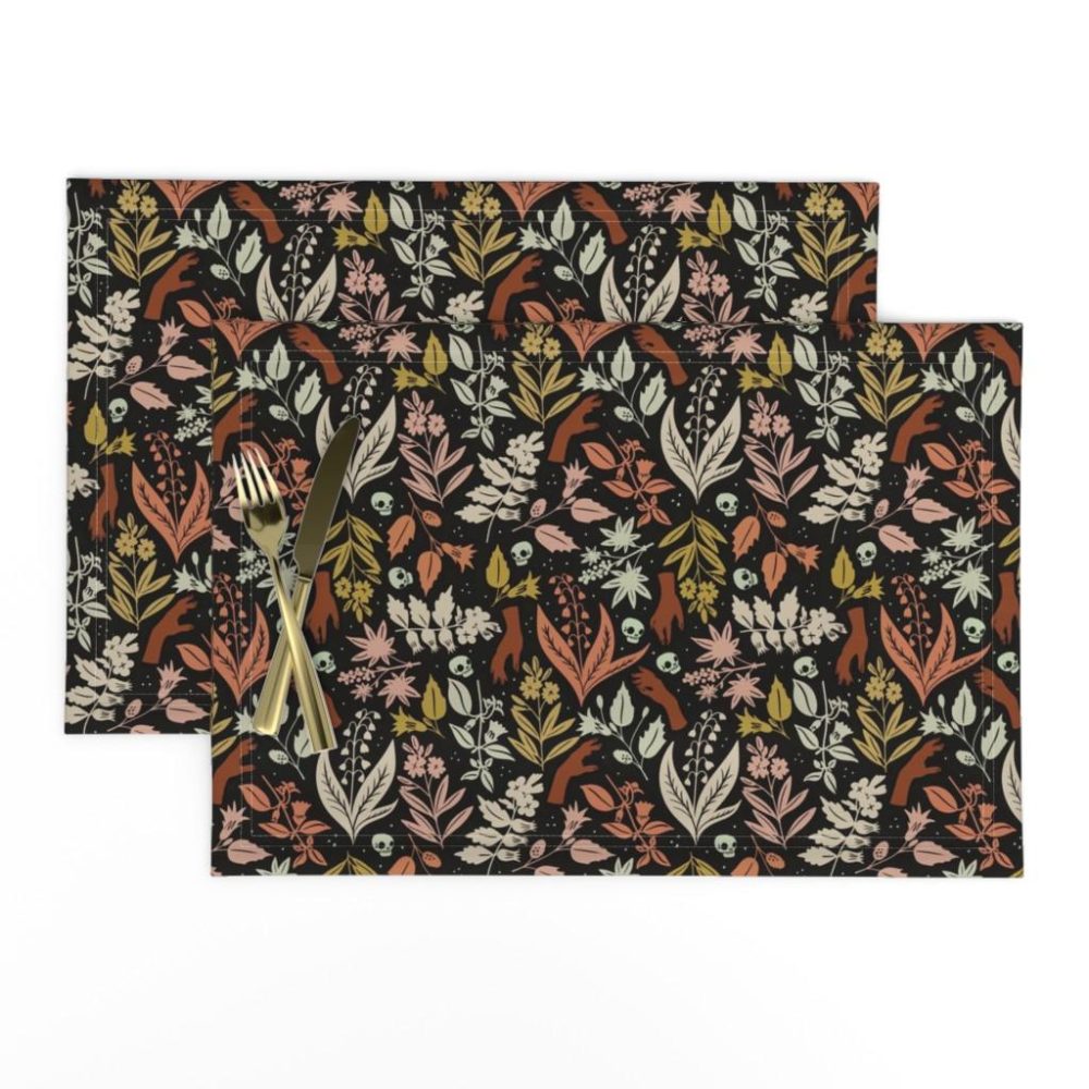 Placemats |  Picking Poisonous Flowers – Evening Garden Placemats Dining Placemats