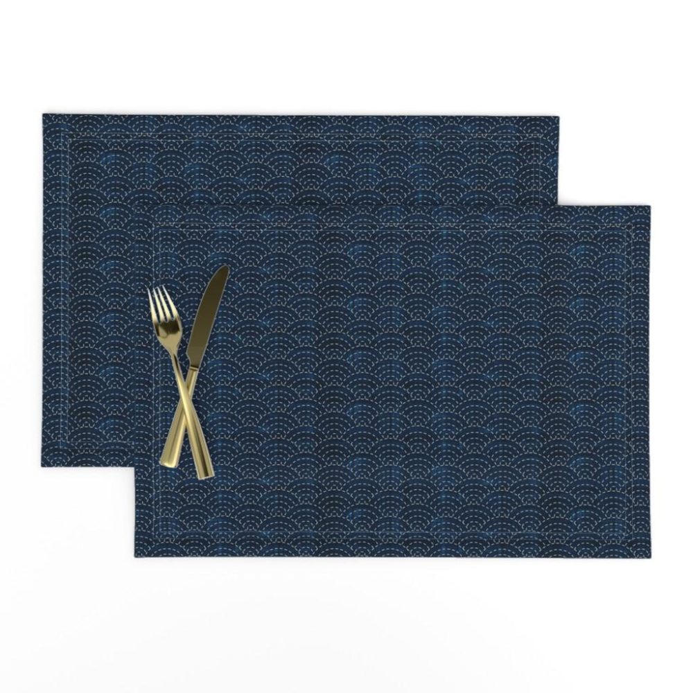 Placemats |  Sashiko: Seikaiha – Ocean waves Placemats Dining Placemats