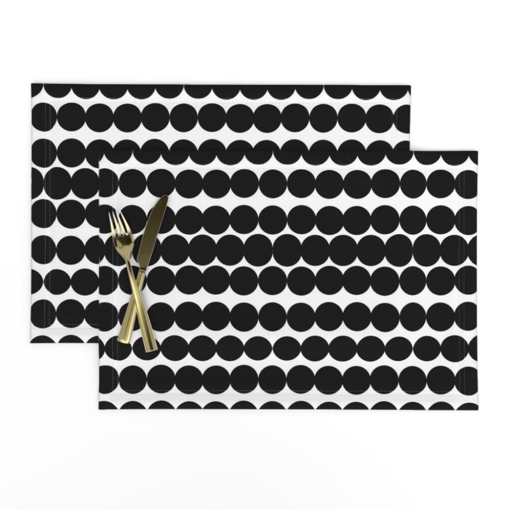 Placemats |  Scandinavian dots black dots black and white circles Placemats Dining Placemats