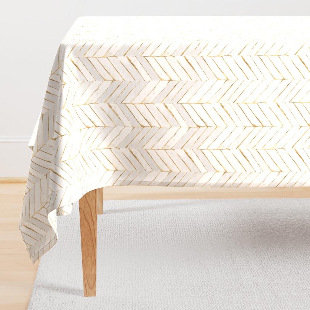 Rectangular Tablecloths |  chevron painted white gold Rectangular Tablecloth Dining Chevron Painted White Gold