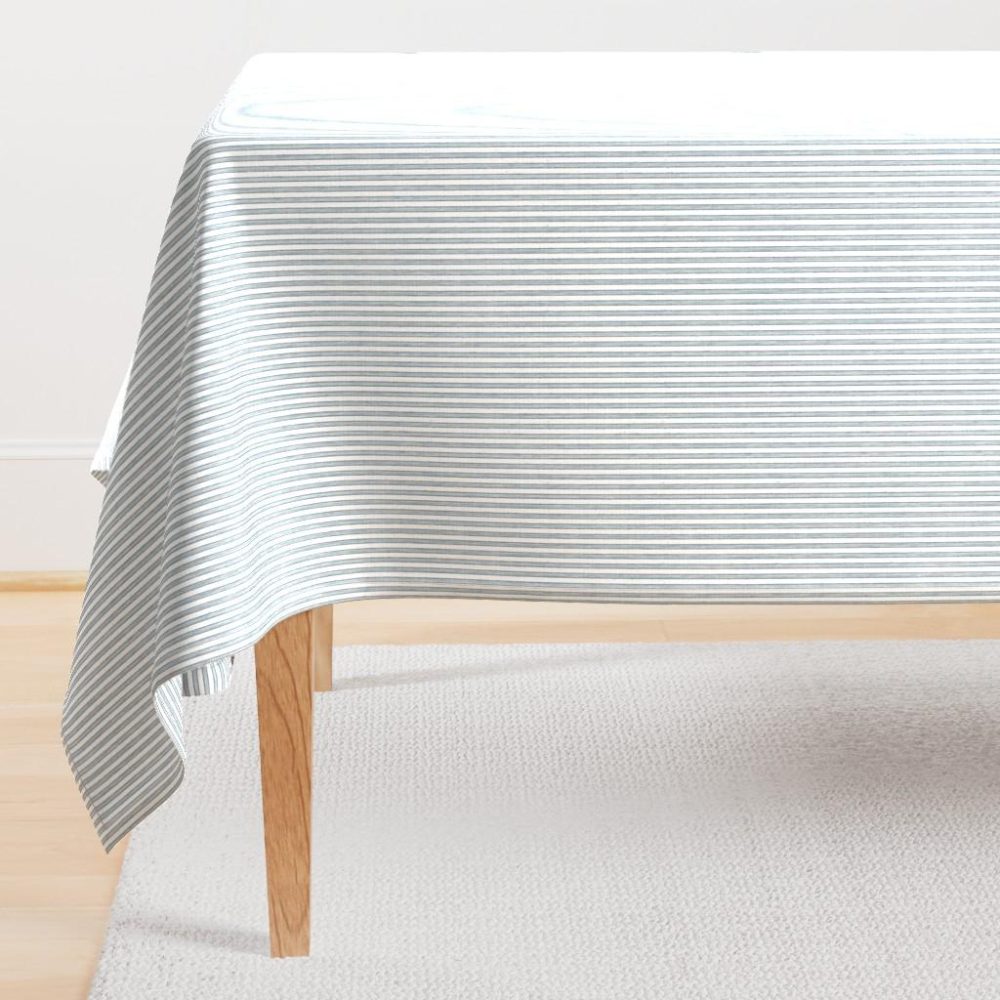 Rectangular Tablecloths |  Faded French Stripe – Blue Rectangular Tablecloth Dining Faded French Stripe - Blue