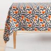 Rectangular Tablecloths |  Poppy Flower Blue and Orange Rectangular Tablecloth Dining Poppy Flower Blue And Orange