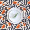 Rectangular Tablecloths |  Poppy Flower Blue and Orange Rectangular Tablecloth Dining Poppy Flower Blue And Orange