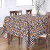 Rectangular Tablecloths |  Poppy Flower Blue and Orange Rectangular Tablecloth Dining Poppy Flower Blue And Orange