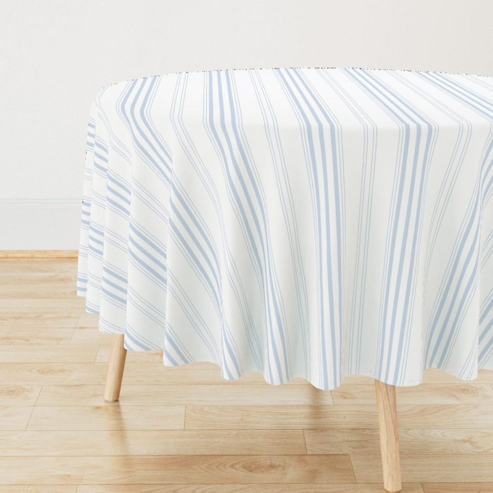 Round Tablecloths |  Lars Stripe in pale blueberry Round Tablecloth Dining Lars Stripe In Pale Blueberry