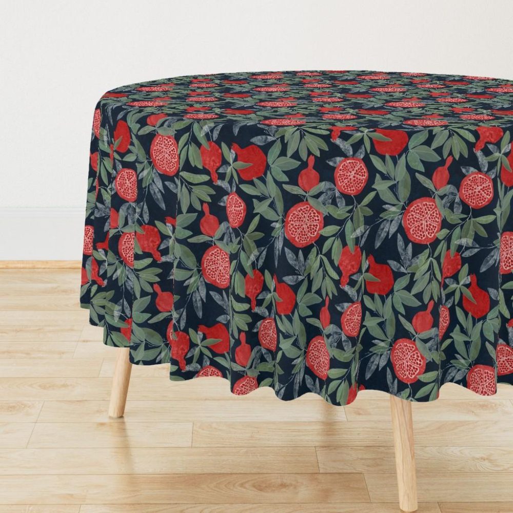 Round Tablecloths |  Pomegranate garden on dark Round Tablecloth Dining Pomegranate Garden On Dark