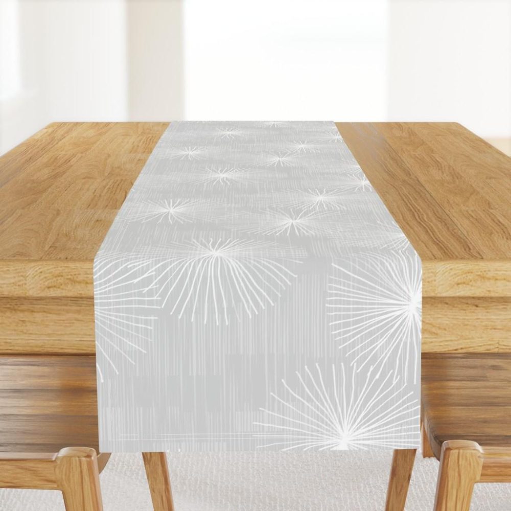 Table Runners |  Dandelions Light Grey by Friztin Table Runner Dining Dandelions Light Grey By Friztin