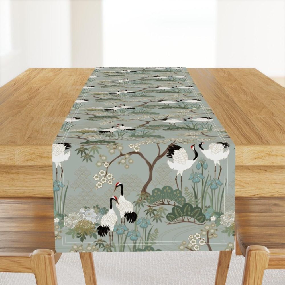 Table Runners |  Japanese Garden Sage 14 in repeat Table Runner Dining Japanese Garden Sage 14 In Repeat