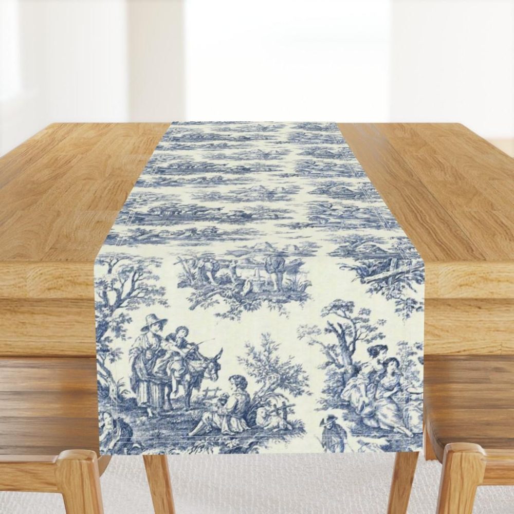 Table Runners |  toile-de-jouy-wallpaper Table Runner Dining Table Runners