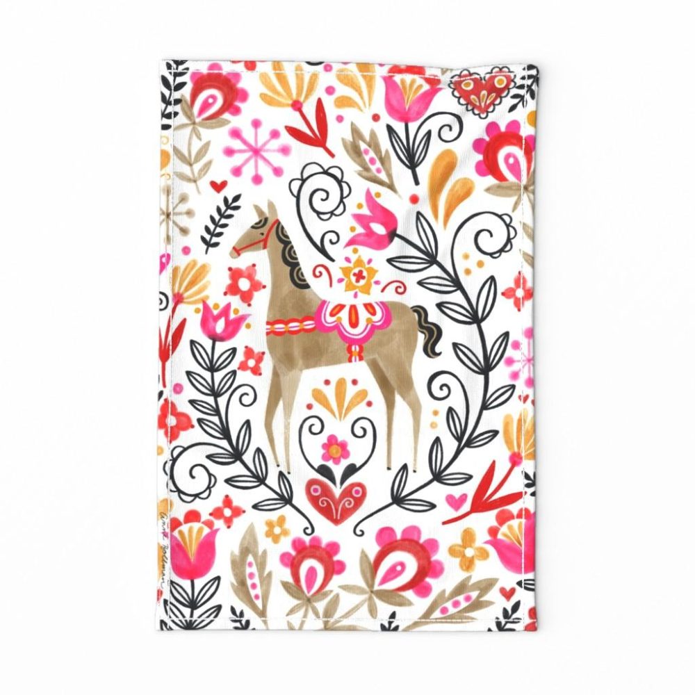 Tea Towels |  Folk Horse Tea Towel Tea Towel Dining Tea Towels