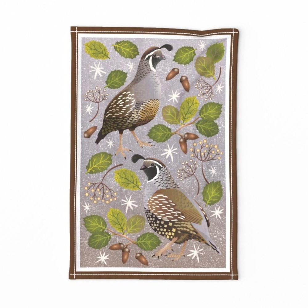 Tea Towels |  Ojai Meadow Quail Tea Towel Tea Towel Dining Tea Towels