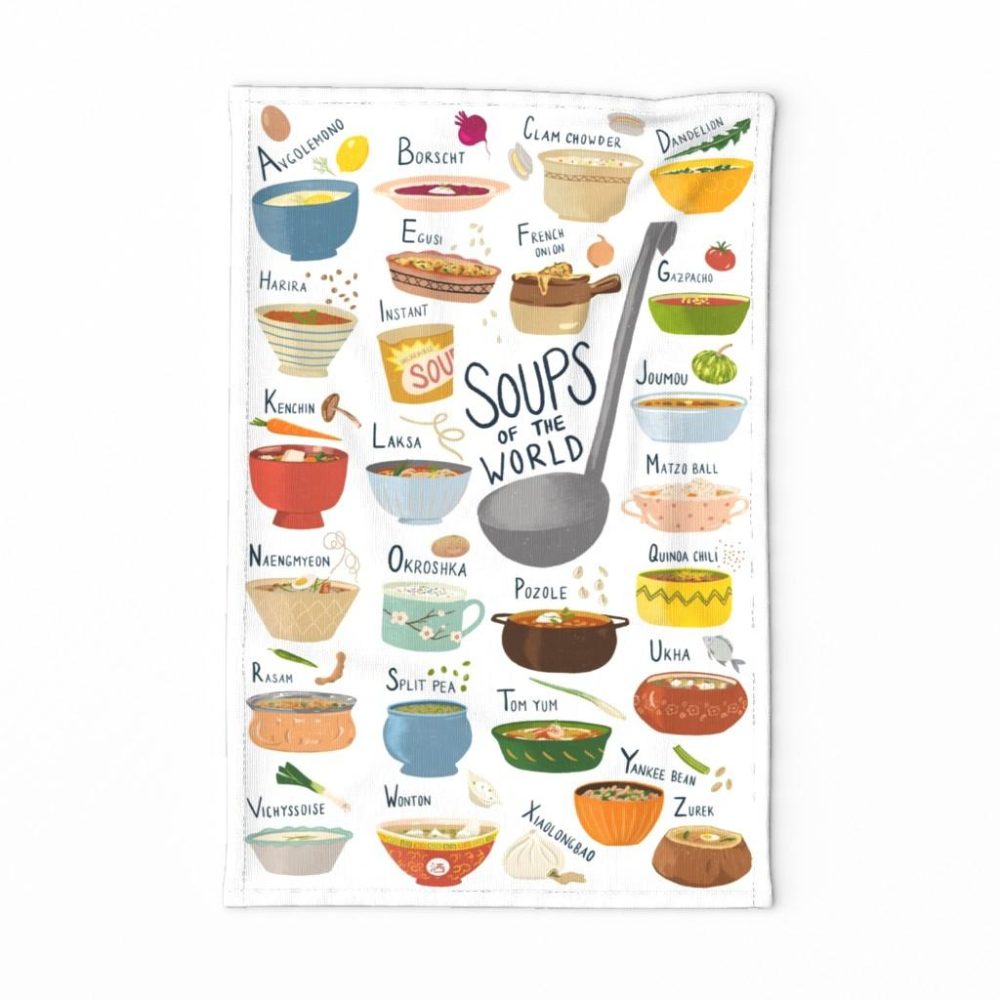 Tea Towels |  Soups of the World A-Z Tea Towel Dining Tea Towels