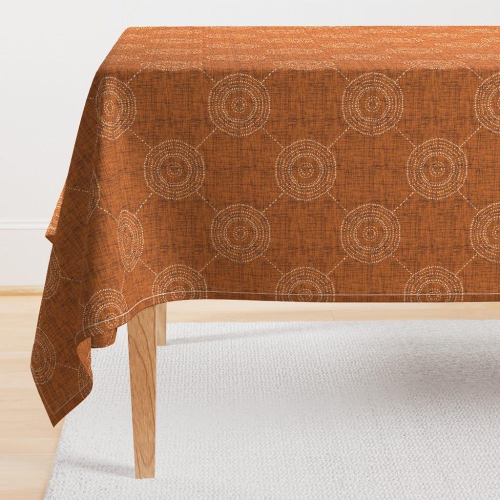 Rectangular Tablecloths |  Radiating Happiness- rust Rectangular Tablecloth Dining Radiating Happiness- Rust