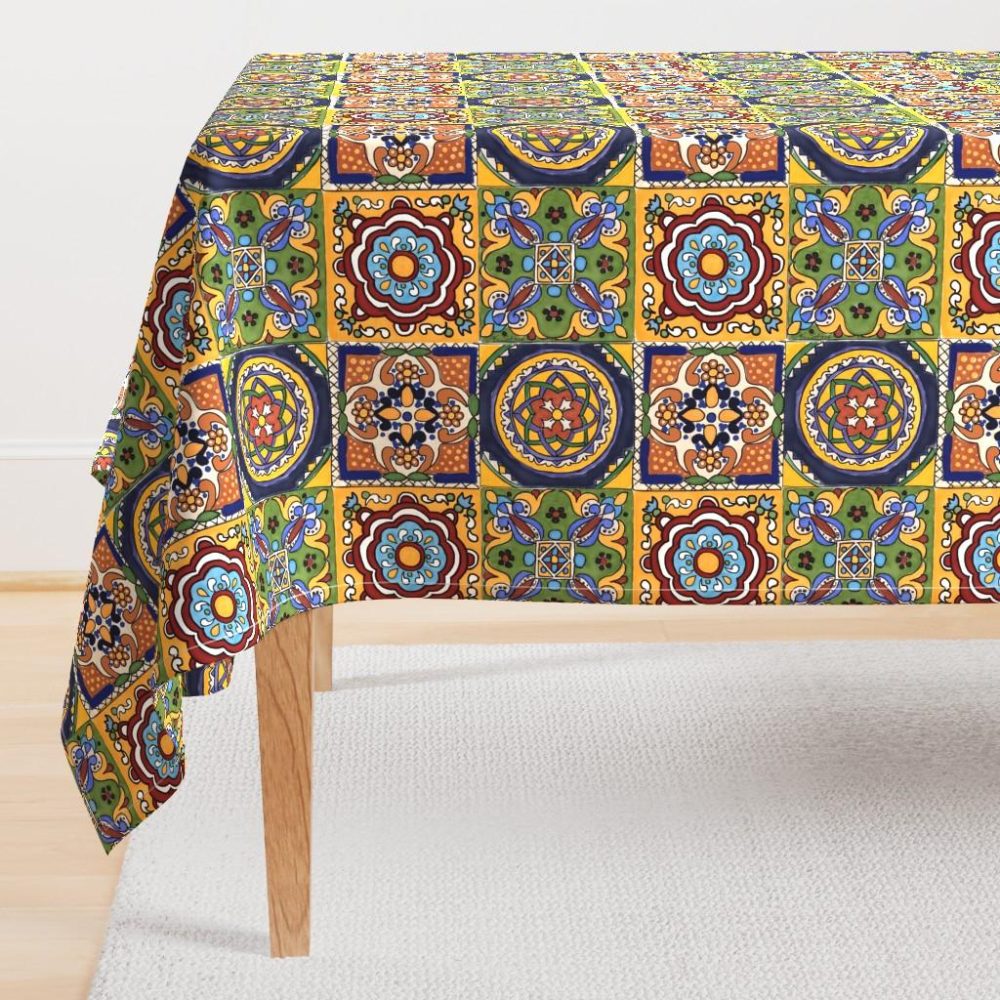 Rectangular Tablecloths |  Talavera Tiles  Rectangular Tablecloth Dining Rectangular Tablecloths