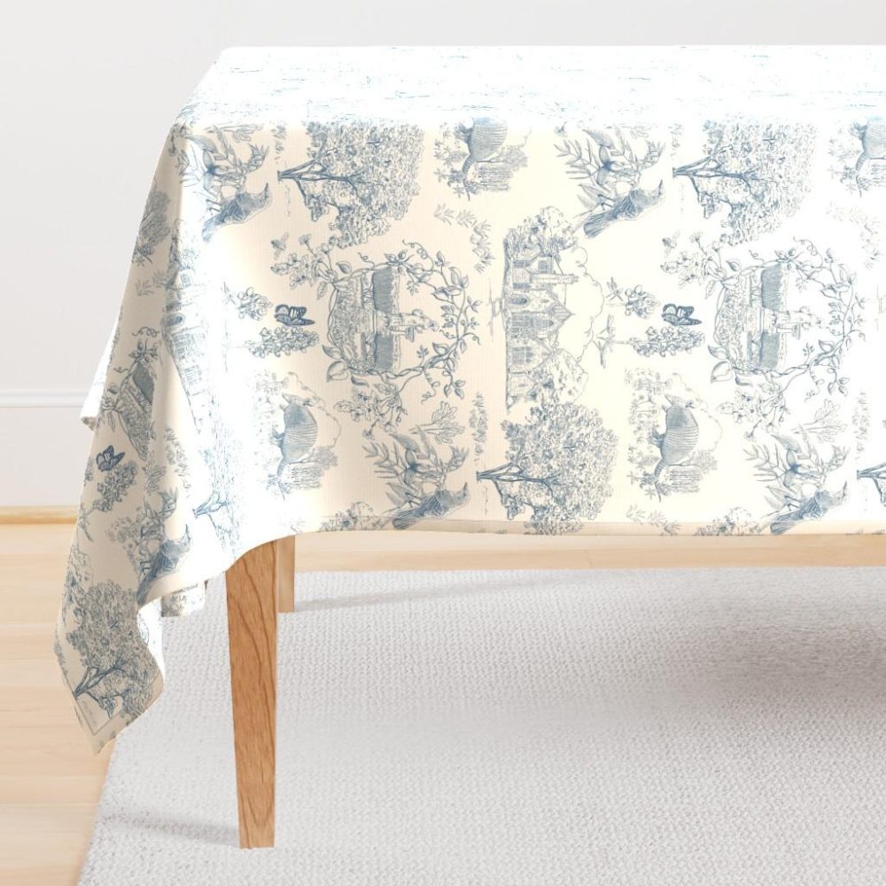 Rectangular Tablecloths |  Texas Toile Vintage Blue Rectangular Tablecloth Dining Rectangular Tablecloths