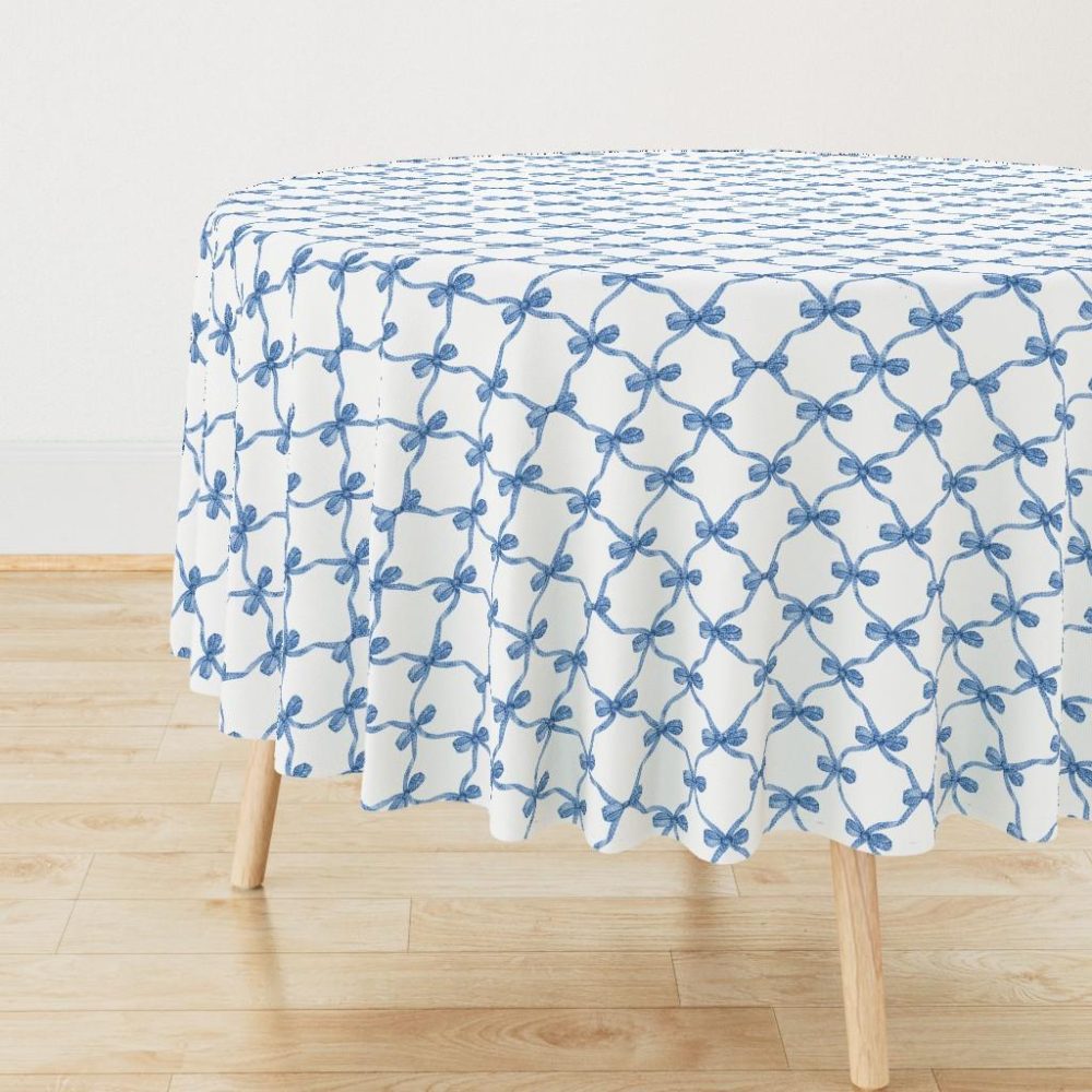 Round Tablecloths |  blue bow trellis Round Tablecloth Dining Round Tablecloths