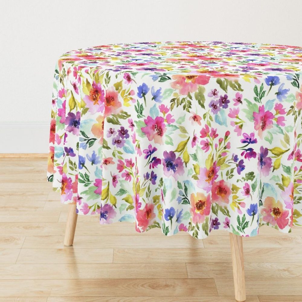 Round Tablecloths |  Flower Colorful Round Tablecloth Dining Round Tablecloths