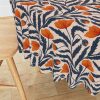 Round Tablecloths |  Poppy Flower Blue and Orange Round Tablecloth Dining Poppy Flower Blue And Orange