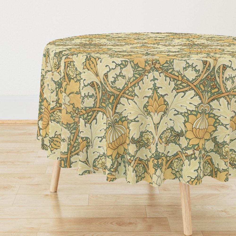 Round Tablecloths |  William Morris ~ Growing Damask ~  Original on Vagabond  Round Tablecloth Dining Round Tablecloths