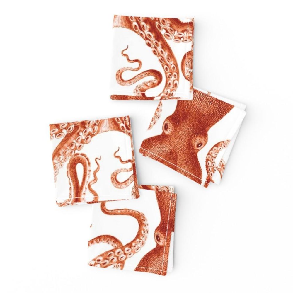 Cocktail Napkins |  Octopus Oasis in Coral  Cocktail Napkins Cocktail Napkins Cocktail Napkins