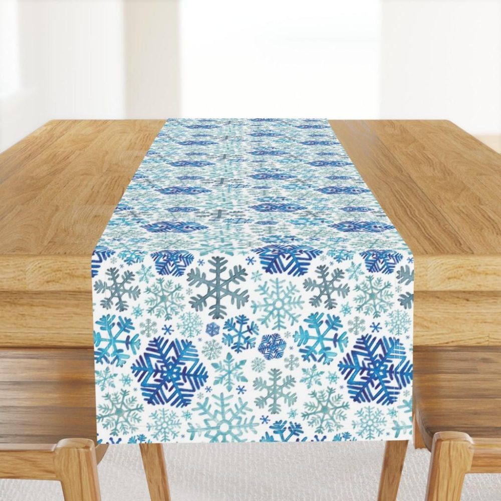 Table Runners |  Blue Christmas Snowflakes Table Runner Dining Table Runners