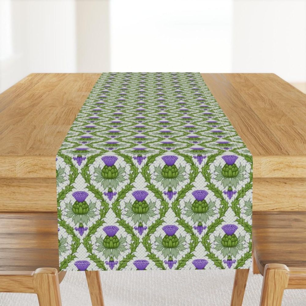 Table Runners |  Scottish Thistle Damask Table Runner Dining Table Runners